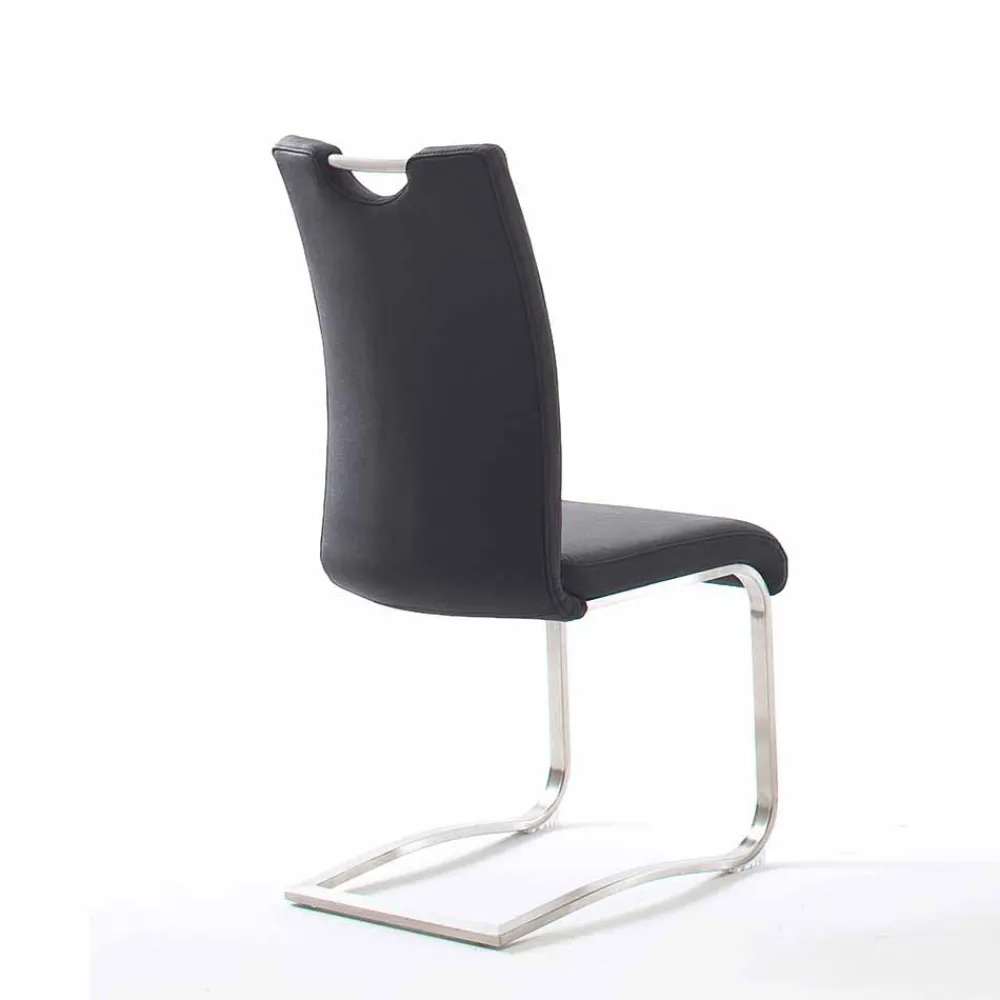 Wohnen Sessel<Echtleder Freischwinger in Schwarz - Standos (2er Set)