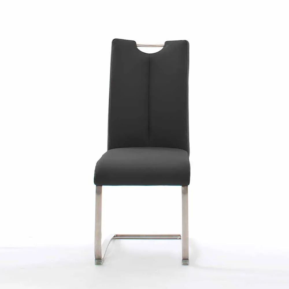 Wohnen Sessel<Echtleder Freischwinger in Schwarz - Standos (2er Set)