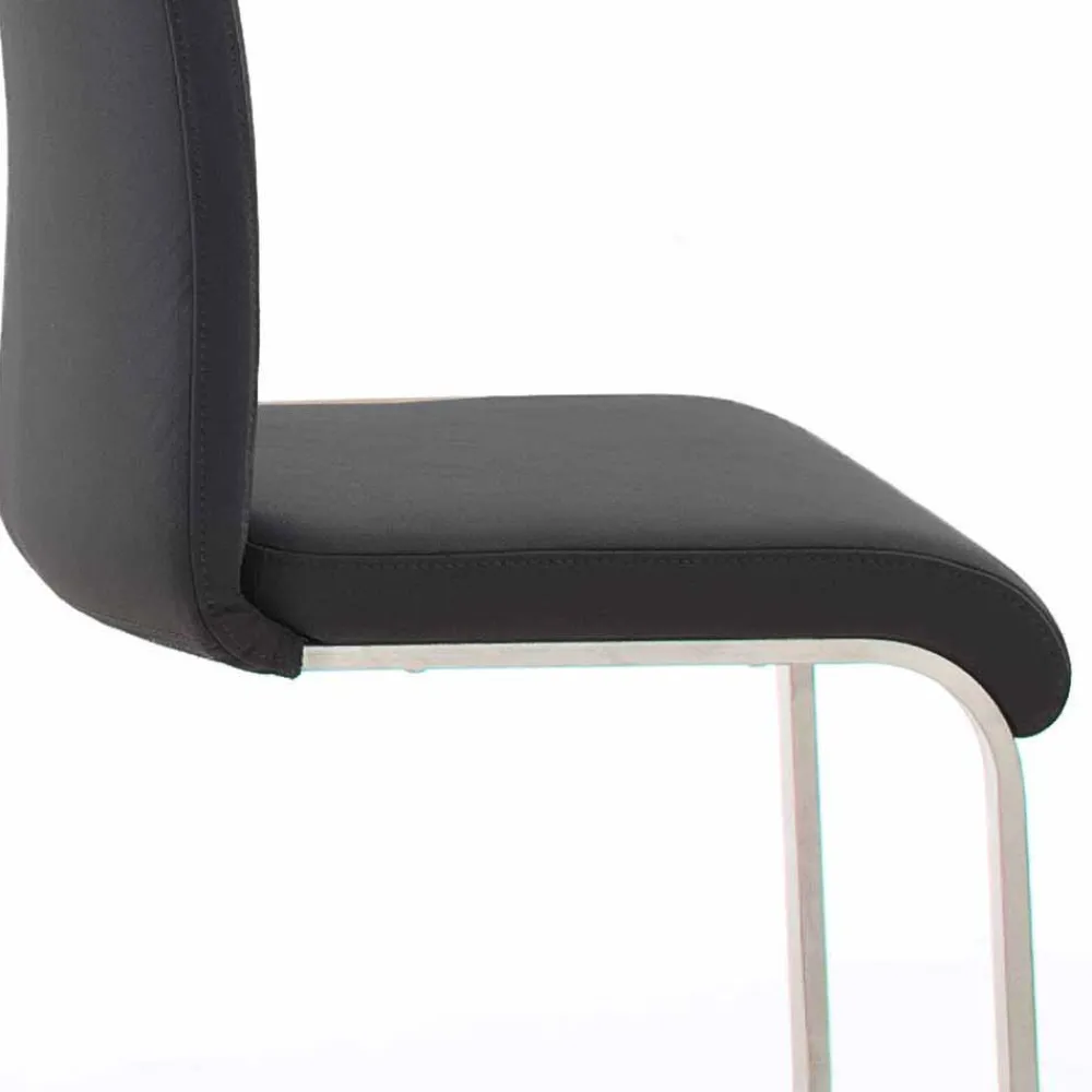Wohnen Sessel<Echtleder Freischwinger in Schwarz - Standos (2er Set)