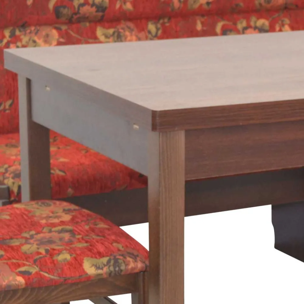 Wohnen Sitzgruppe<Eckbank Set in Nussbaum Braun mit Rot - Baltymore (vierteilig)