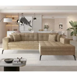 Wohnen Betten|Sofas<Eckcouch in Beige Strukturstoff - Karibia