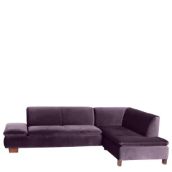 Wohnen Sofas<Ecksofa in Dunkellila mit Nussbaum Braun - Babahira