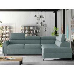 Wohnen Betten|Sofas<Ecksofa mit Funktion in Mintgrün Microfaser - Daharas