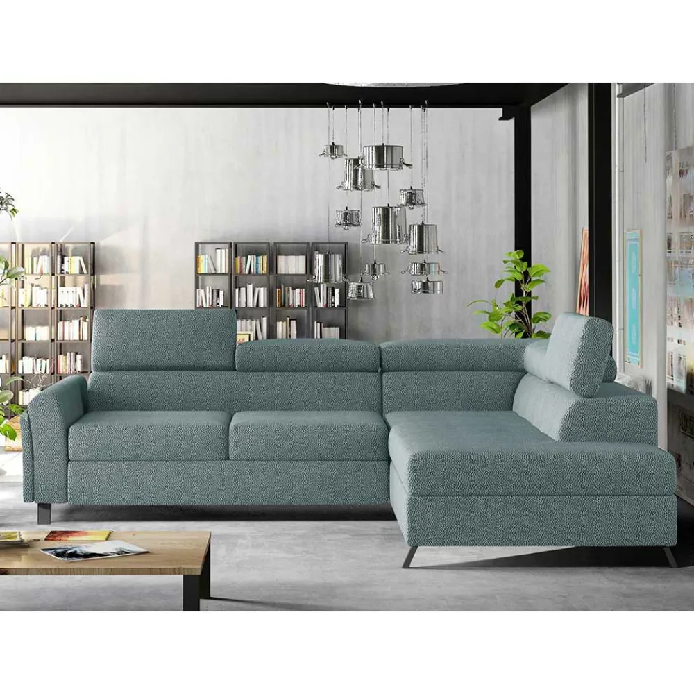 Wohnen Betten|Sofas<Ecksofa mit Funktion in Mintgrün Microfaser - Daharas