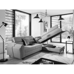 Wohnen Betten|Sofas<Ecksofa mit Funktion in Mintgrün Microfaser - Daharas