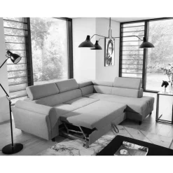 Wohnen Betten|Sofas<Ecksofa mit Funktion in Mintgrün Microfaser - Daharas