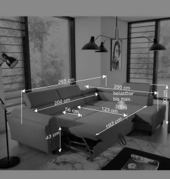 Wohnen Betten|Sofas<Ecksofa mit Funktion in Mintgrün Microfaser - Daharas