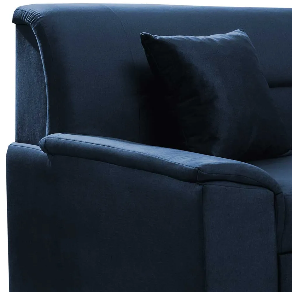 Wohnen Betten<Ecksofa mit Schlaffunktion in Blauschwarz Samtbezug - Lasalinas