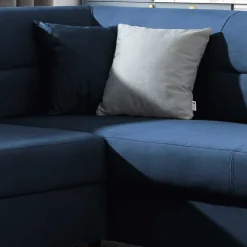 Wohnen Betten<Ecksofa mit Schlaffunktion in Blauschwarz Samtbezug - Lasalinas
