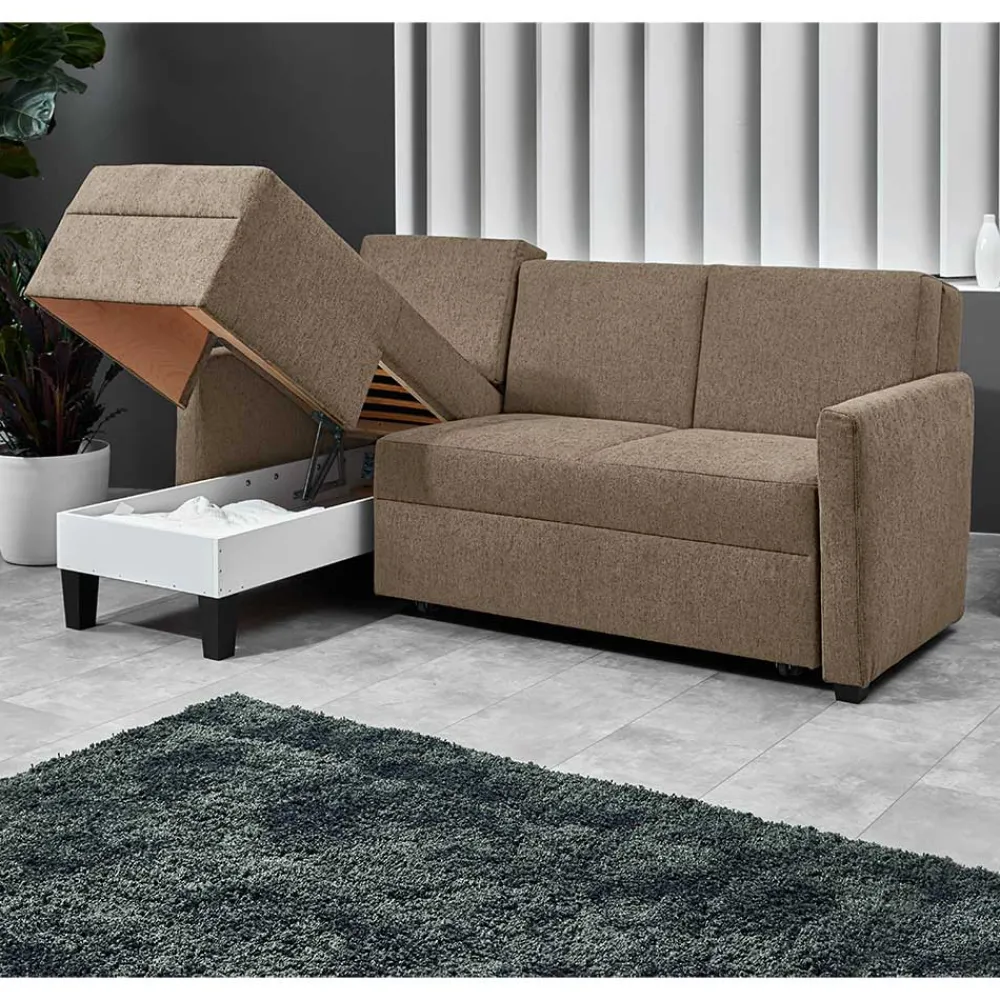 Wohnen Betten|Sofas<Ecksofa mit Schlaffunktion in Taupe - Movito