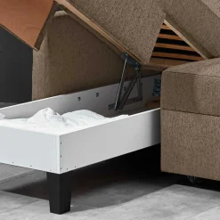 Wohnen Betten|Sofas<Ecksofa mit Schlaffunktion in Taupe - Movito