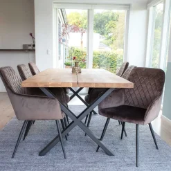 Wohnen Sitzgruppe<Edle Tischgruppe mit Samtsesseln - Dalma (siebenteilig)