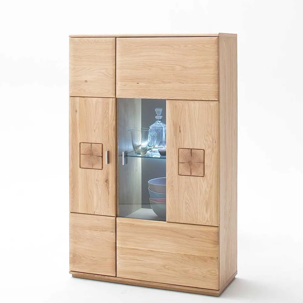 Wohnen Wohnwände<Edle Wohnwand mit 320cm Breite Pontros in Eiche Bianco teilmassiv (vierteilig)