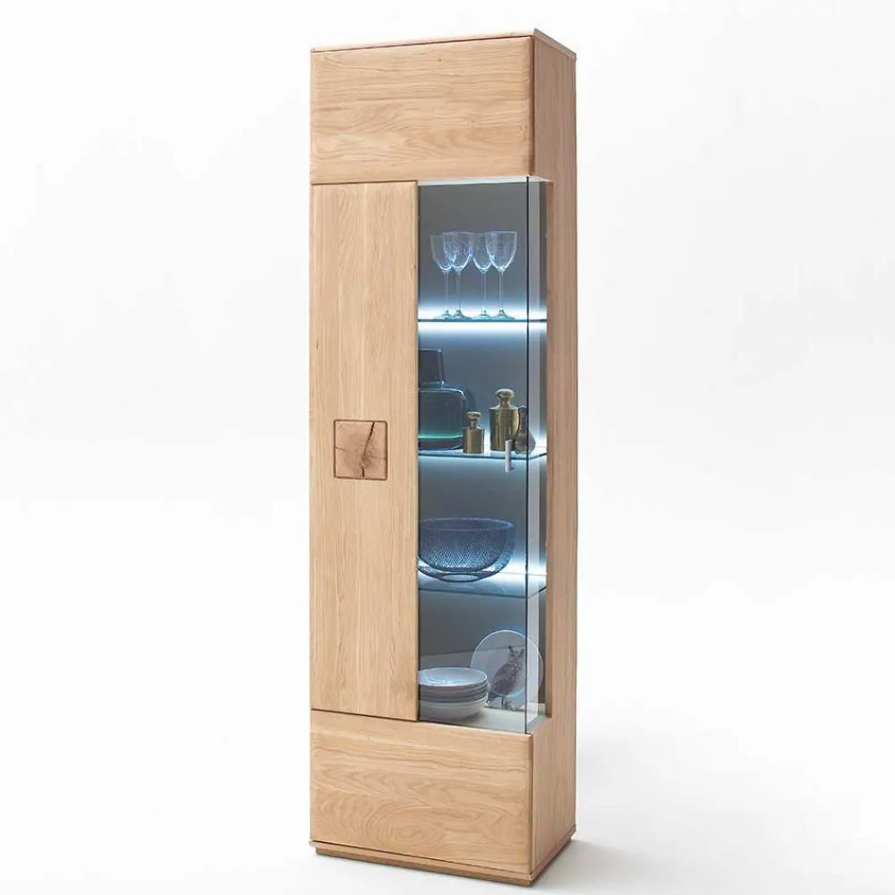 Wohnen Wohnwände<Edle Wohnwand mit 320cm Breite Pontros in Eiche Bianco teilmassiv (vierteilig)