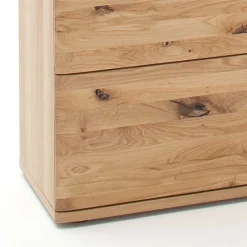 Wohnen Highboards<Eiche Bianco Highboard mit Glas-Einsätzen - Crokas
