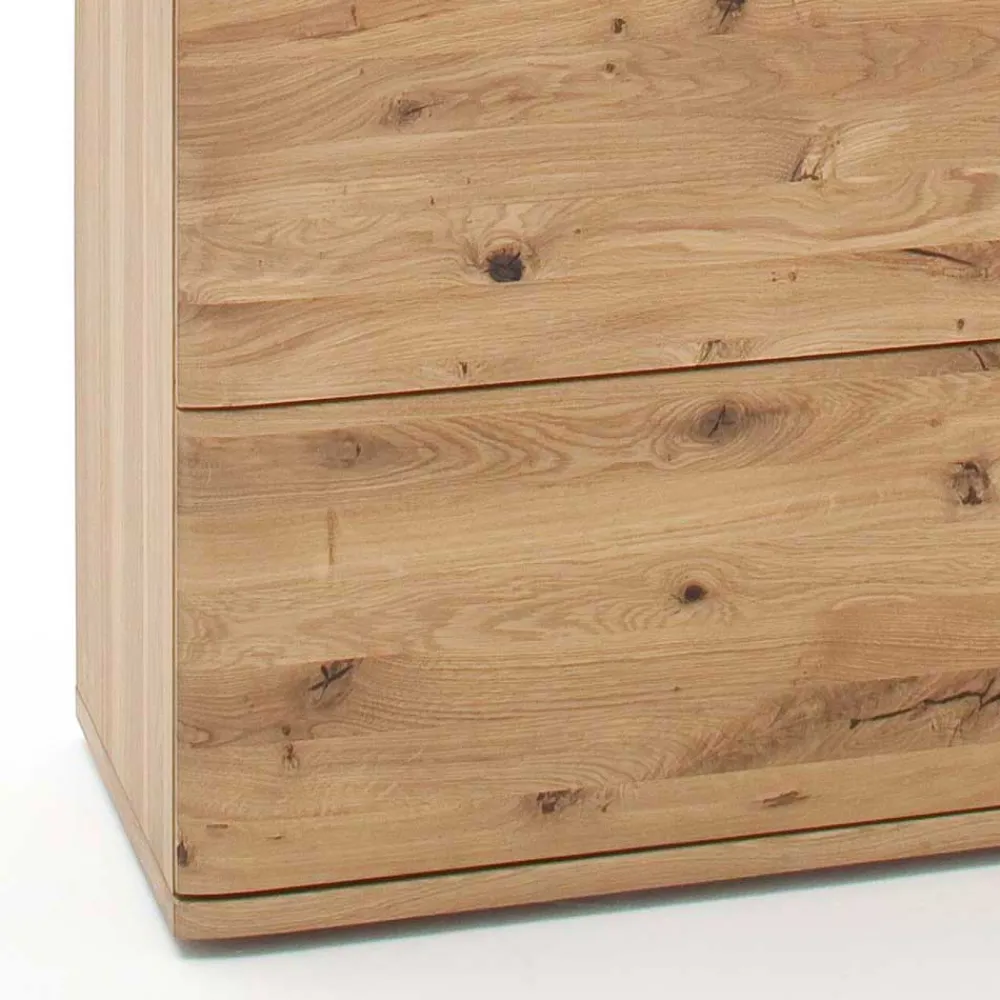 Wohnen Highboards<Eiche Bianco Highboard mit Glas Einsatz - Crokas I