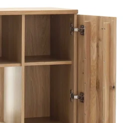 Wohnen Highboards<Eiche Bianco Highboard mit Glas Einsatz - Crokas I