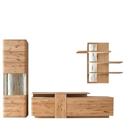 Wohnen Wohnwände<Eiche Bianco Wohnwand Set 320cm - Crokas (dreiteilig)