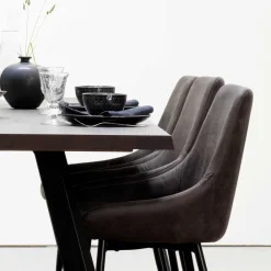 Wohnen Sitzgruppe<Eiche Rauchfarben Tisch & 6 Stühle Namac in Dunkelgrau (siebenteilig)