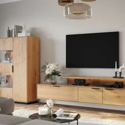 Wohnen Highboards|Vitrinen<Eichenholz Highboard Vitrine modern - Judita