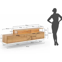Wohnen Tv & Hifi-Möbel|Lowboards<Eichenholz TV Board mit Hirnholz Applikation - Deruta