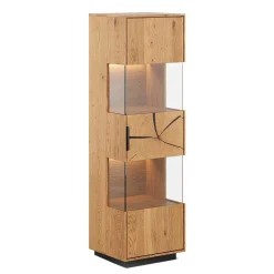 Wohnen Vitrinen<Eichenholz Vitrine mit Hirnholz Applikation - Deruta
