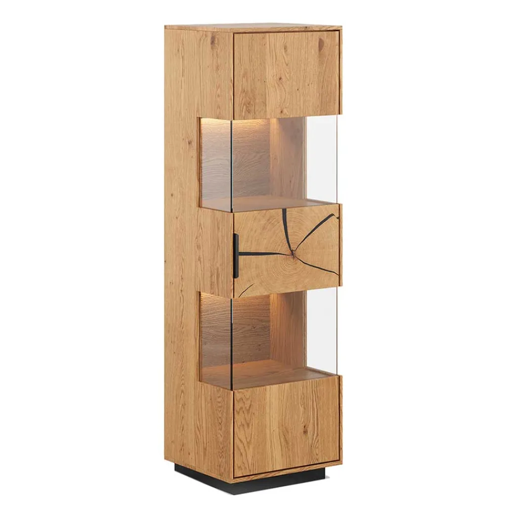 Wohnen Vitrinen<Eichenholz Vitrine mit Hirnholz Applikation - Deruta