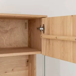 Wohnen Vitrinen<Eichenholz Vitrine mit Hirnholz Applikation - Deruta