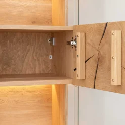 Wohnen Vitrinen<Eichenholz Vitrine mit Hirnholz Applikation - Deruta