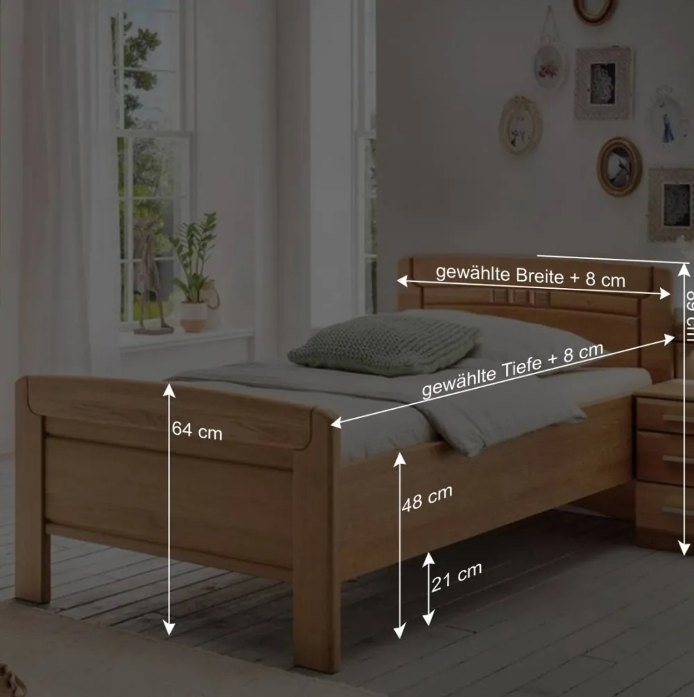 Wohnen Betten<Einzelbett & Nachtkommode in Eiche - Sendician (zweiteilig)