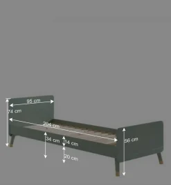Wohnen Betten<Einzelbett in Graugrün & Gold - Appoloni (zweiteilig)