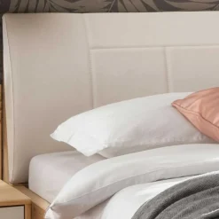 Wohnen Betten<Einzelbett mit Kunstleder Kopfteil in Beige - Emdsiva