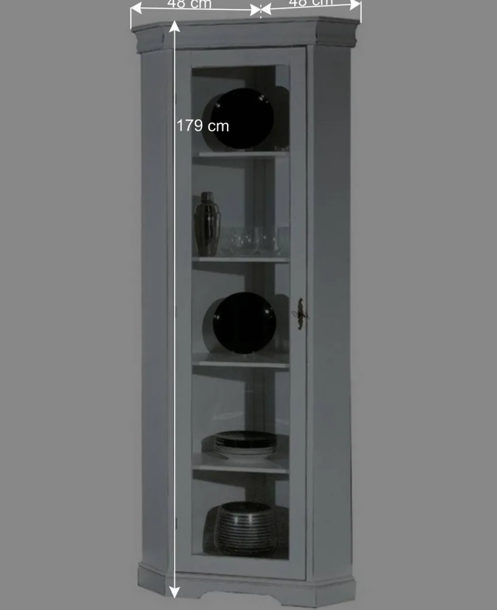 Wohnen Vitrinen<Elegante Eckvitrine im Vintage Landhaus Look - Zarinas