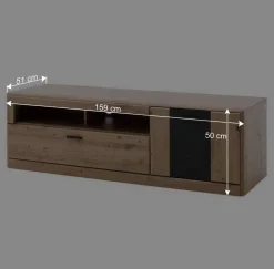 Wohnen Tv & Hifi-Möbel|Lowboards<Elegante TV Bank in Eiche & Grau - Larinca