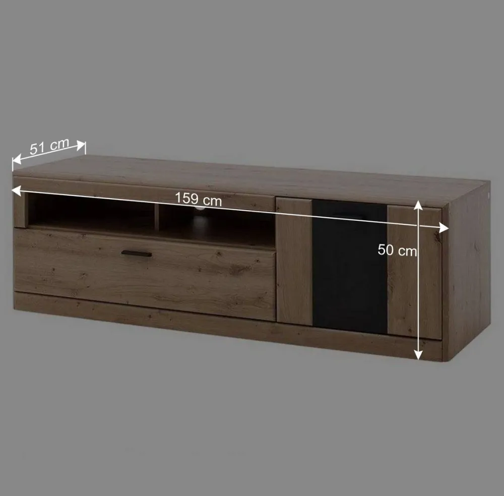 Wohnen Tv & Hifi-Möbel|Lowboards<Elegante TV Bank in Eiche & Grau - Larinca