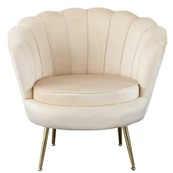 Wohnen Sessel<Eleganter Muschelsessel in Beige Samt - Fortlanda