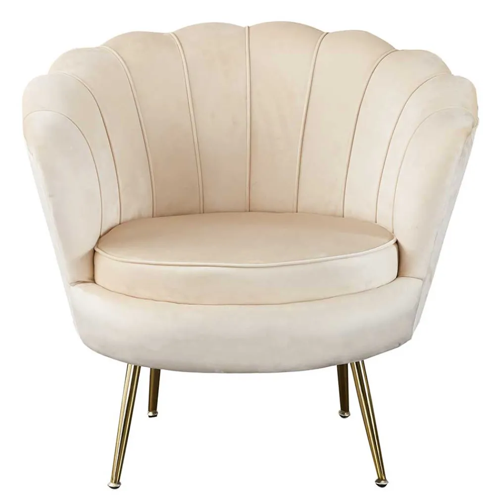 Wohnen Sessel<Eleganter Muschelsessel in Beige Samt - Fortlanda
