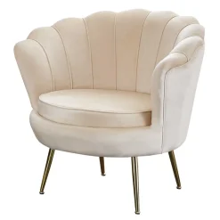 Wohnen Sessel<Eleganter Muschelsessel in Beige Samt - Fortlanda