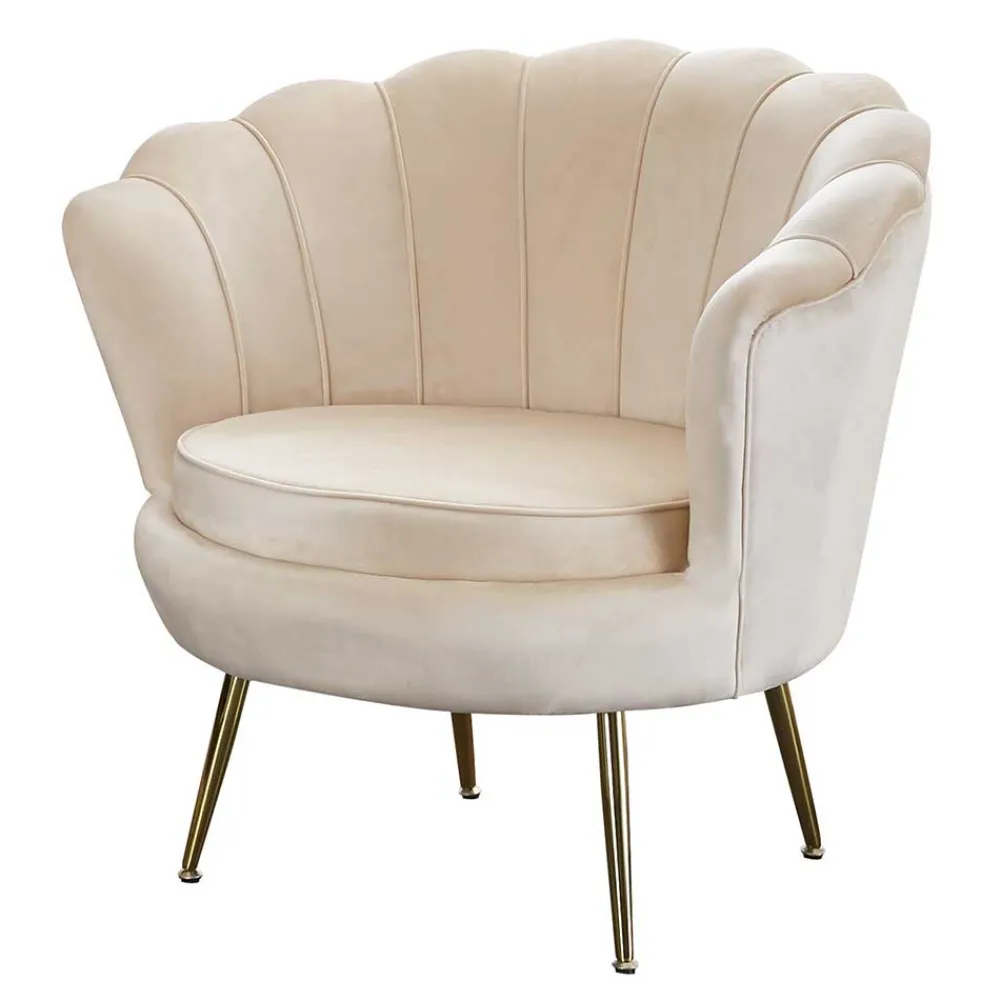 Wohnen Sessel<Eleganter Muschelsessel in Beige Samt - Fortlanda