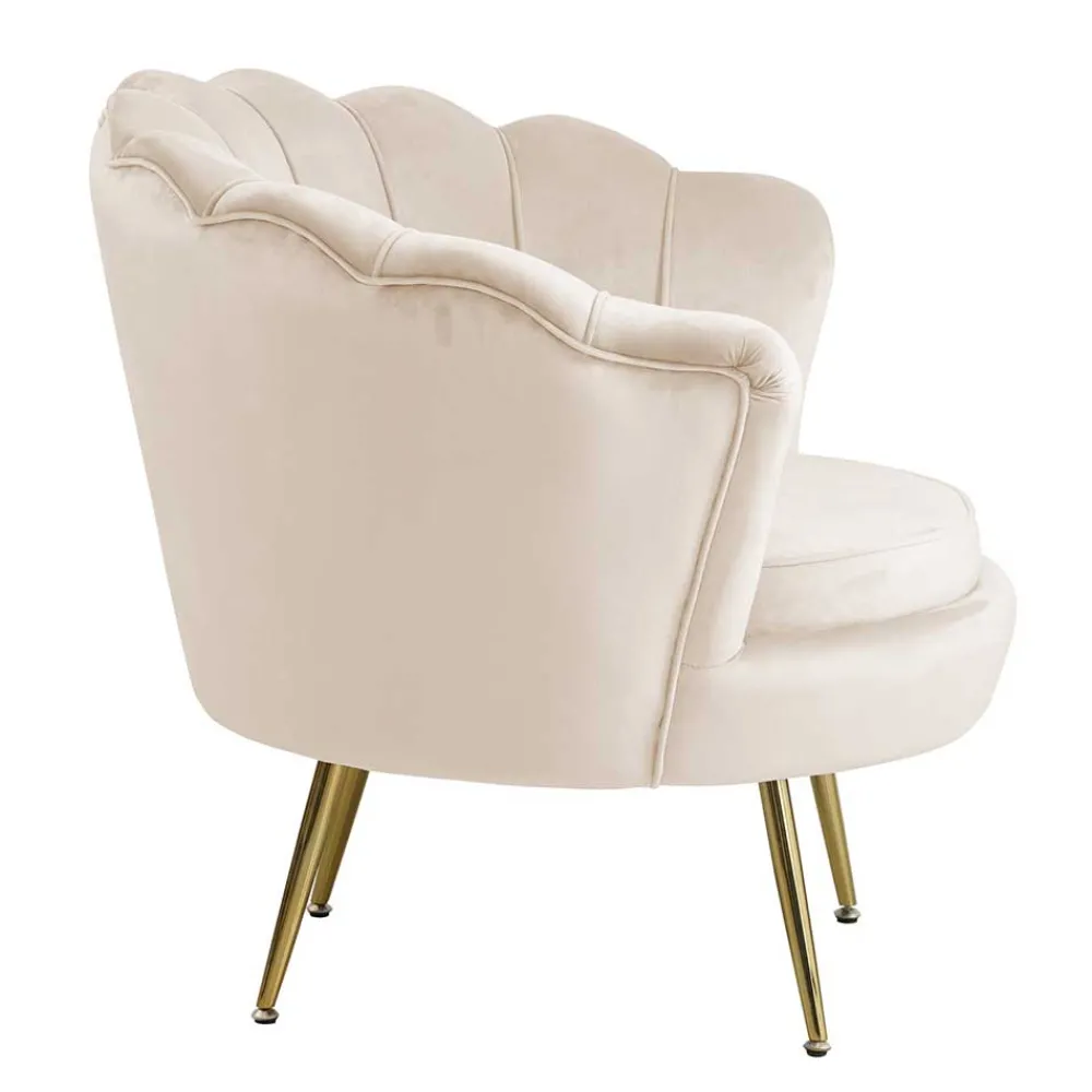 Wohnen Sessel<Eleganter Muschelsessel in Beige Samt - Fortlanda