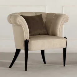 Wohnen Sessel<Eleganter Sessel in Beige Stoffbezug - Gatron