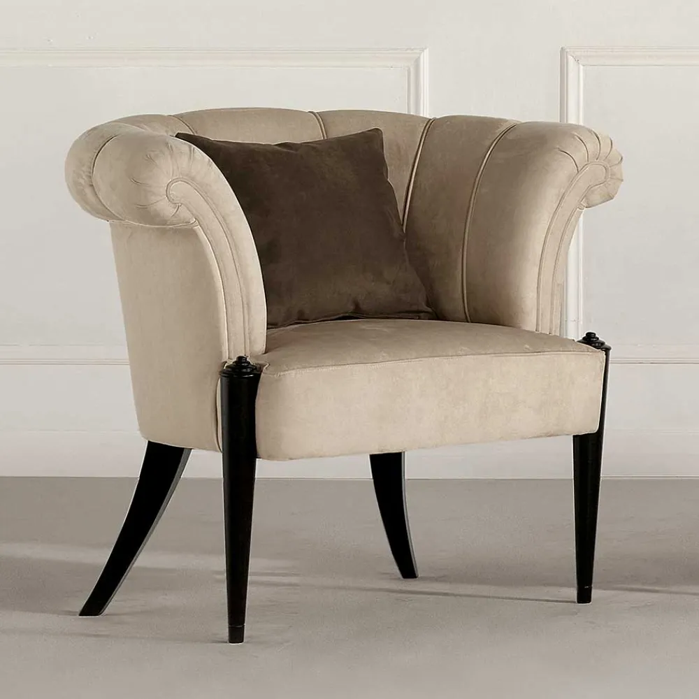 Wohnen Sessel<Eleganter Sessel in Beige Stoffbezug - Gatron