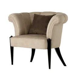 Wohnen Sessel<Eleganter Sessel in Beige Stoffbezug - Gatron