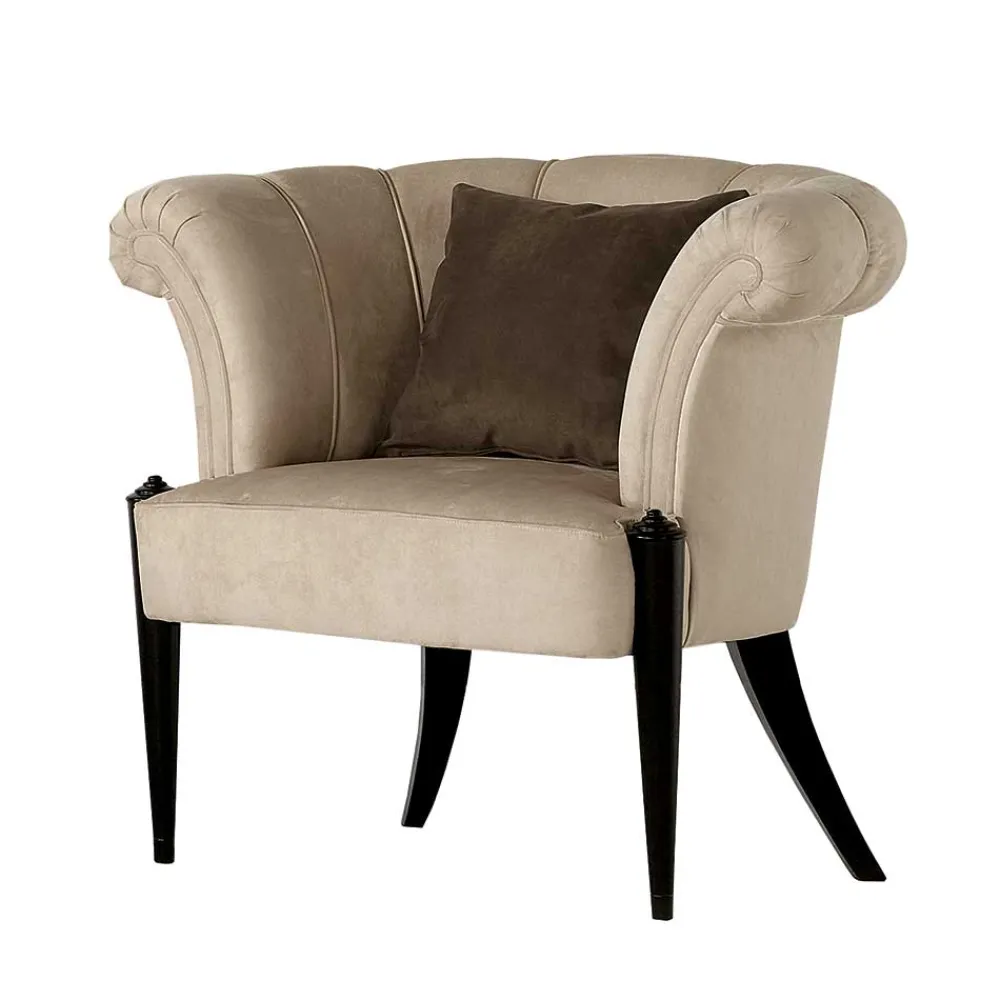 Wohnen Sessel<Eleganter Sessel in Beige Stoffbezug - Gatron