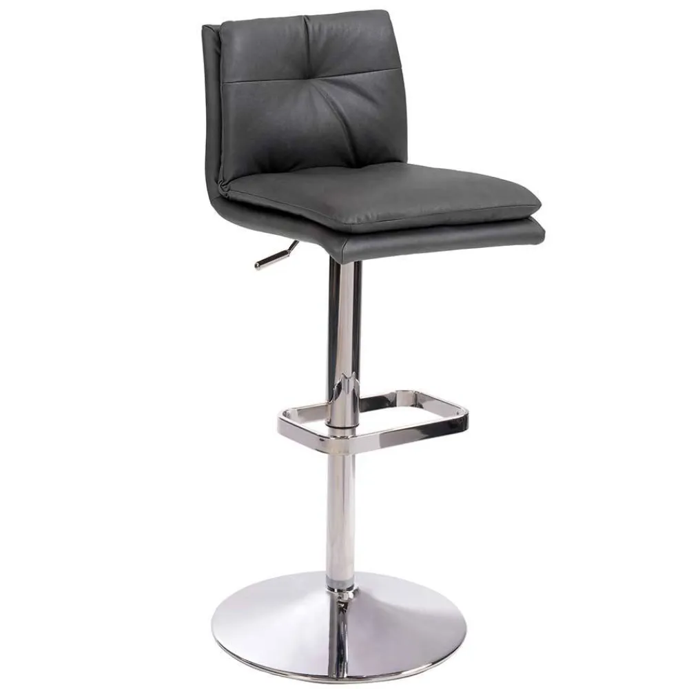 Wohnen Hocker<Eleganter Tresenstuhl in Dunkelgrau & Chrom - Fregato
