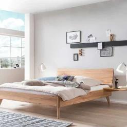 Wohnen Betten<Elegantes Holzbett aus geölter Wildeiche - Mathan