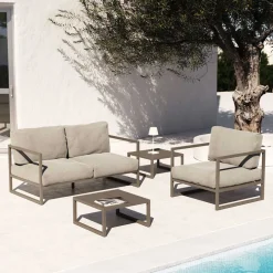 Wohnen Sofas<2er Sofa in Hellgrau & Dunkelgrün - Yasmel