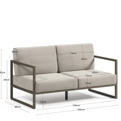 Wohnen Sofas<2er Sofa in Hellgrau & Dunkelgrün - Yasmel