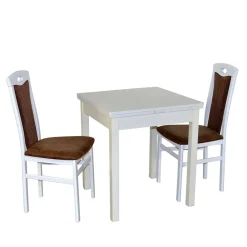 Wohnen Sitzgruppe<Essgruppe in Weiß & Braun - Solana (dreiteilig)