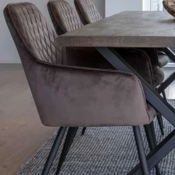 Wohnen Sitzgruppe<Essplatzgruppe mit Tisch Räuchereiche - Traka (siebenteilig)